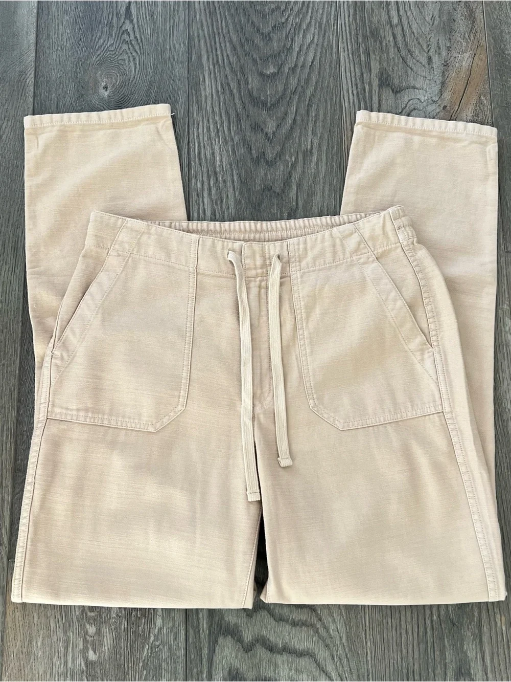 J CREW High Rise Tie Waist Camp Pants in Khaki Size Small Tall